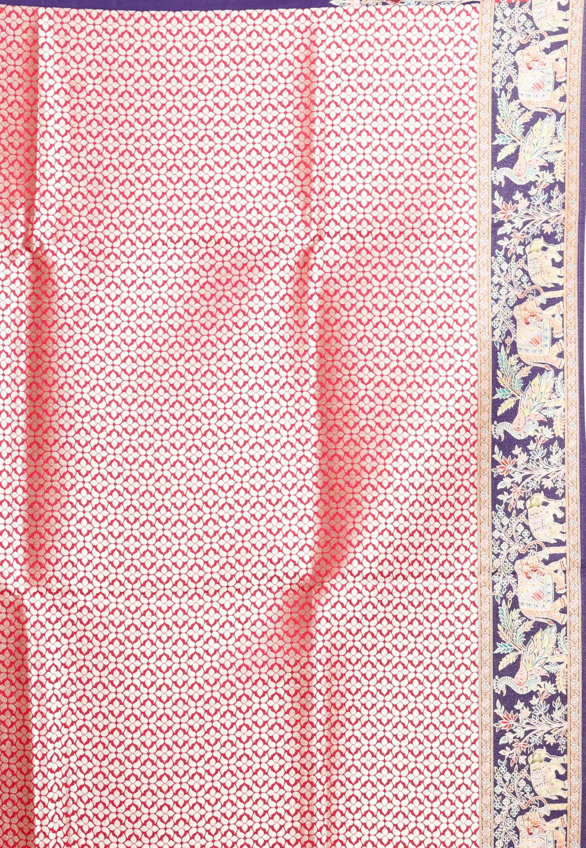 Purple Kani Silk Saree With Blouse Piece - Adi Akshoy & Co.