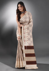 Tussar Colour Tussar Silk with Embroidery work Saree with Blouse Piece - Adi Akshoy & Co.