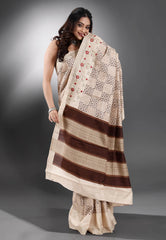 Tussar Colour Tussar Silk with Embroidery work Saree with Blouse Piece - Adi Akshoy & Co.