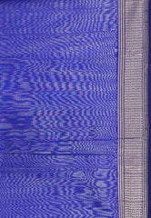 Peacock Blue Sico Handloom Saree With Blouse Piece - Adi Akshoy & Co.
