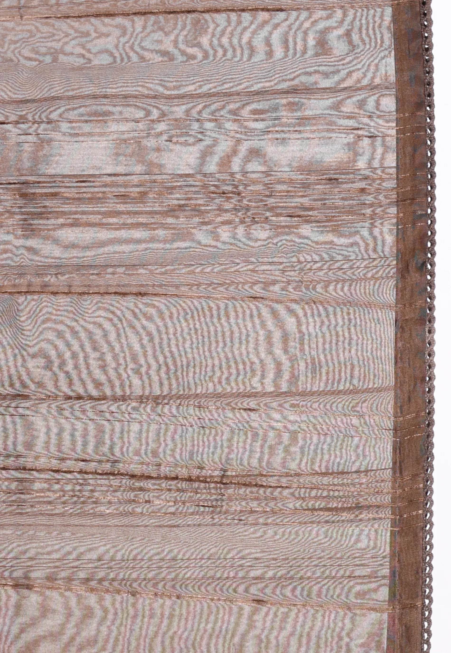 Brown Tussar Silk with Embroidery Work Saree with Blouse Piece - Adi Akshoy & Co.