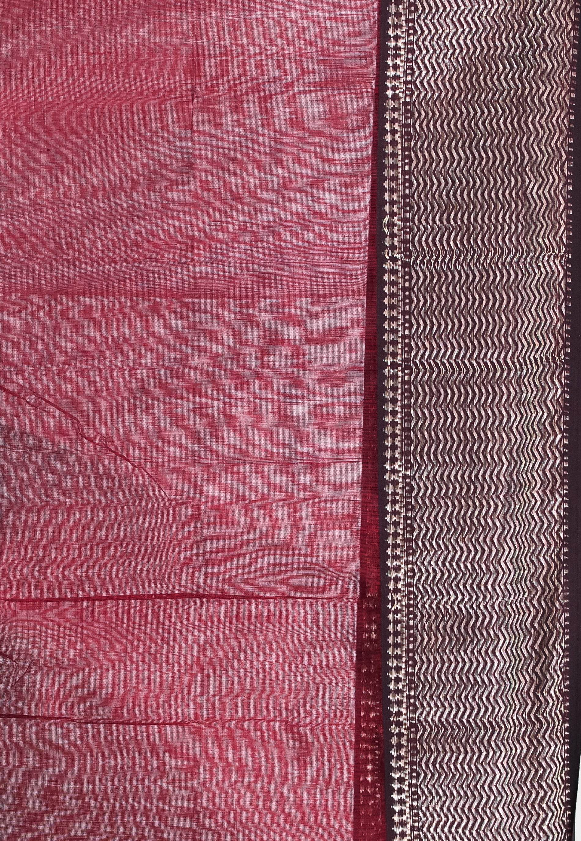 Maroon Sico Handloom Saree With Blouse Piece - Adi Akshoy & Co.