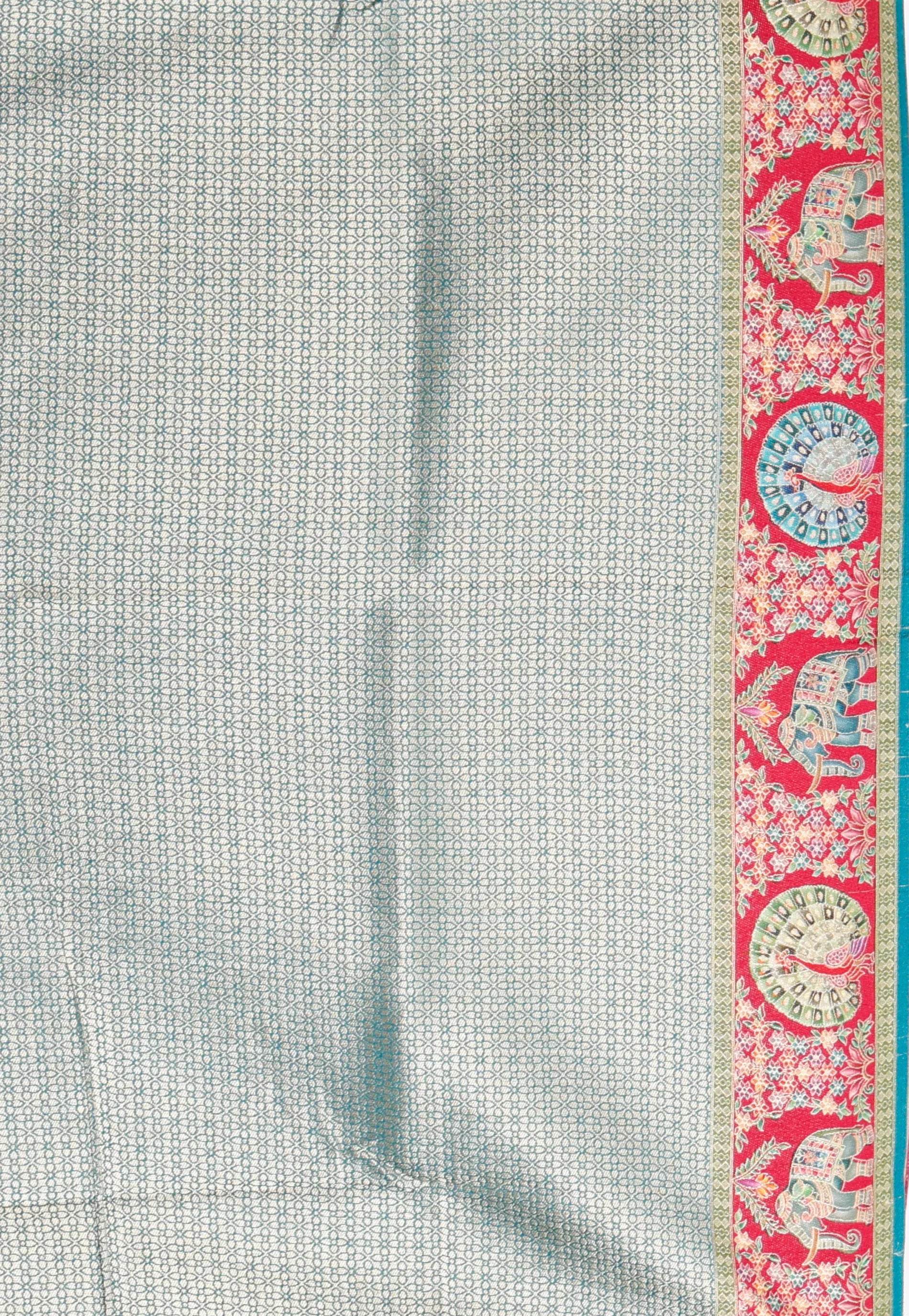 Red Kani Silk Saree With Blouse Piece - Adi Akshoy & Co.