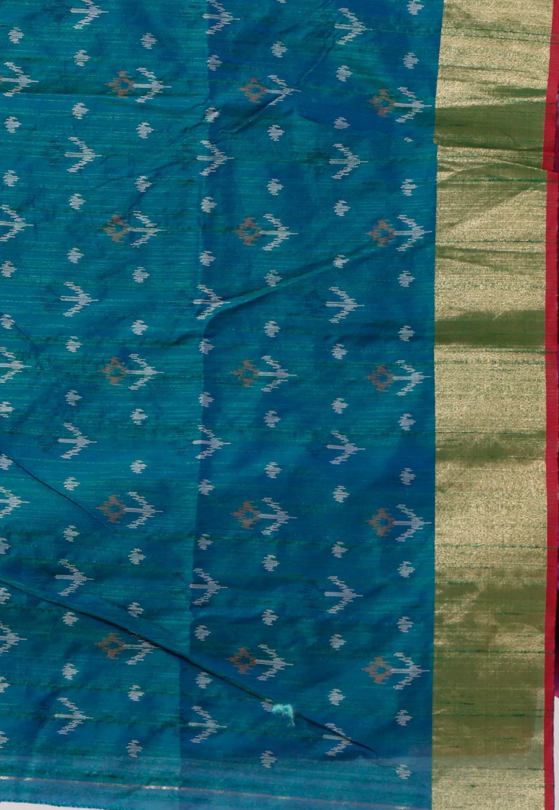 Magenta Ikkat Silk Saree With Blouse Piece - Adi Akshoy & Co.