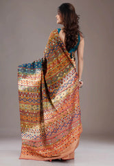 Shaded Colour Pure Tussar Silk Kantha Saree With Blouse Piece - Adi Akshoy & Co.