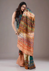 Shaded Colour Pure Tussar Silk Kantha Saree With Blouse Piece - Adi Akshoy & Co.