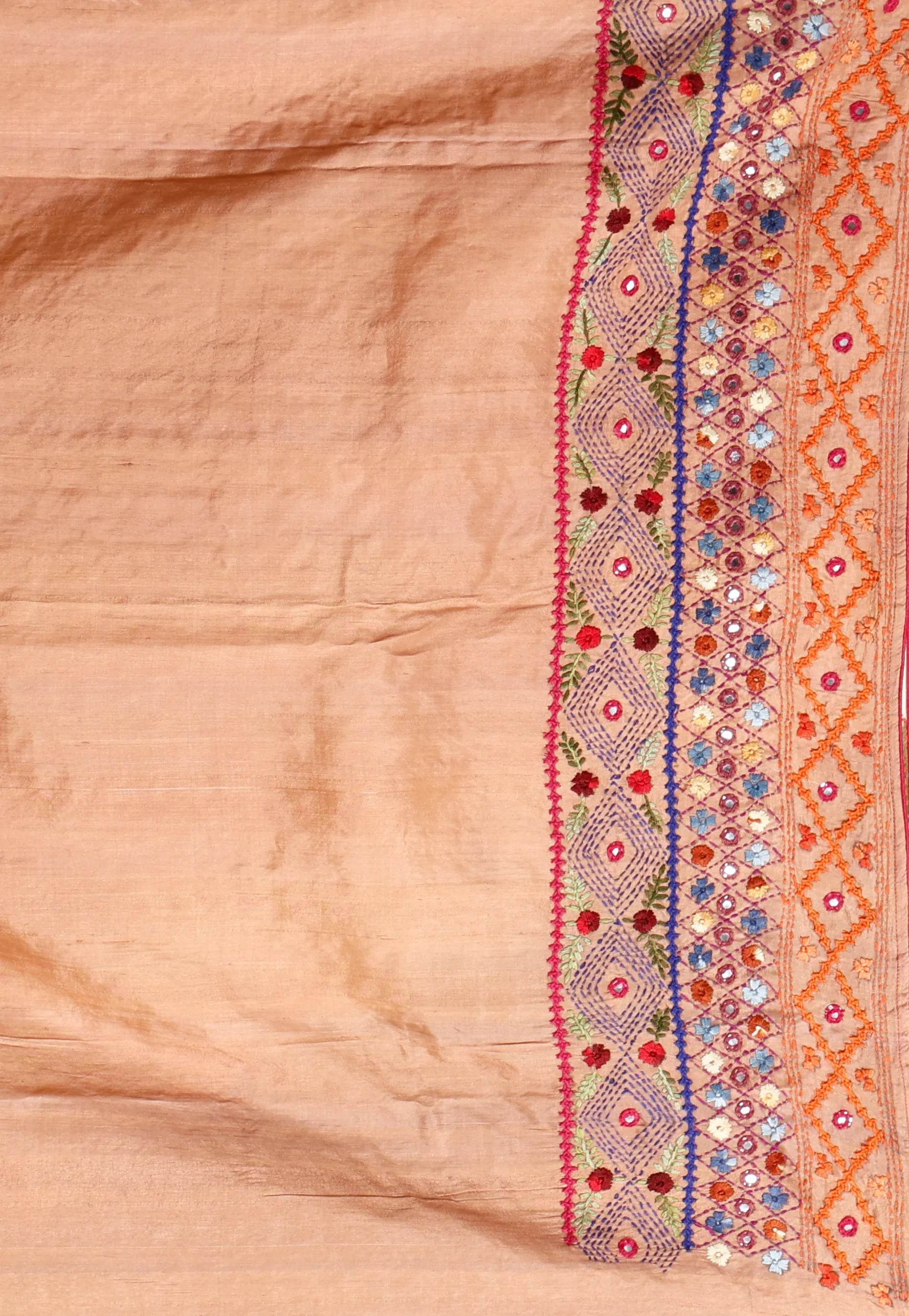 Shaded Colour Pure Tussar Silk Kantha Saree With Blouse Piece - Adi Akshoy & Co.