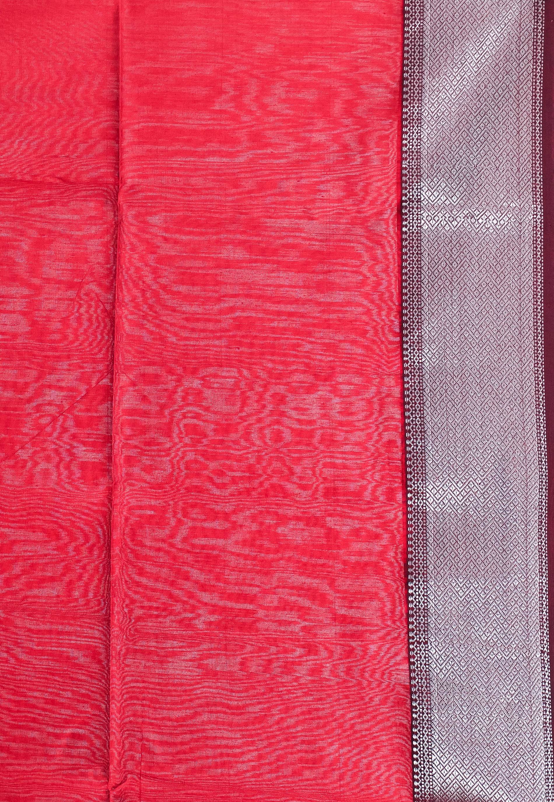 Maroon Sico Handloom Saree With Blouse Piece - Adi Akshoy & Co.
