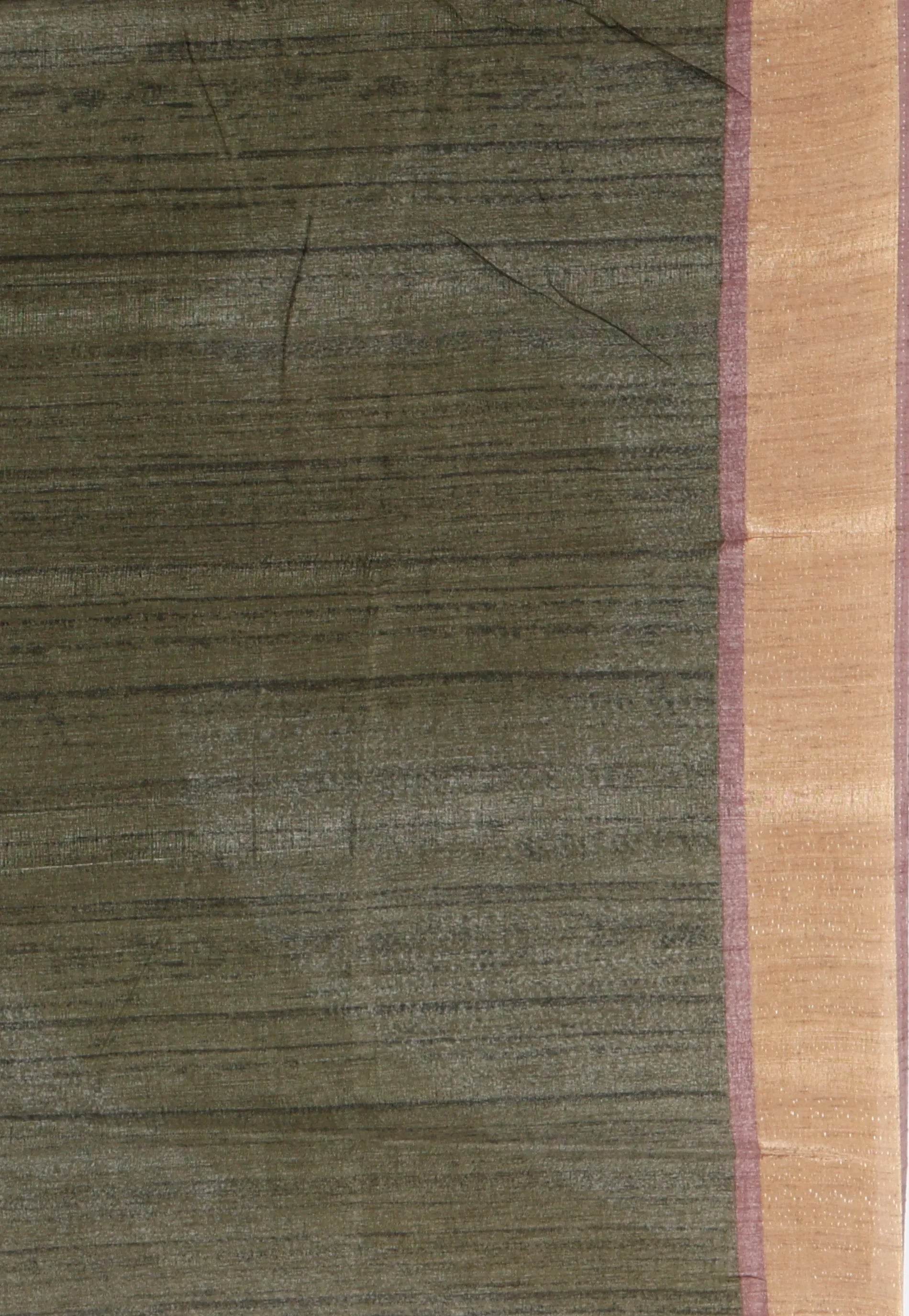 Black Tussar Silk with Embroidery Work Saree with Blouse Piece - Adi Akshoy & Co.