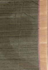 Black Tussar Silk with Embroidery Work Saree with Blouse Piece - Adi Akshoy & Co.