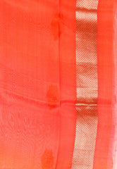 Orange Kora Pure Silk Saree With Blouse Piece - Adi Akshoy & Co.