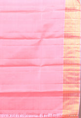 Baby Pink Pure Kanjivaram Silk Saree With Blouse Piece - Adi Akshoy & Co.