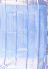 Light Blue with Zari Work Pure Tissue Kanjivaram Silk Saree With Blouse Piece - Adi Akshoy & Co.