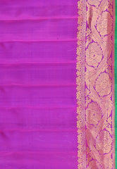 Blue with Magenta Border Pure Gadwal Silk Saree With Blouse Piece - Adi Akshoy & Co.