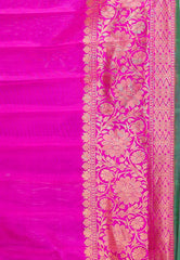 Purple with Magenta Border Pure Gadwal Silk Saree With Blouse Piece - Adi Akshoy & Co.