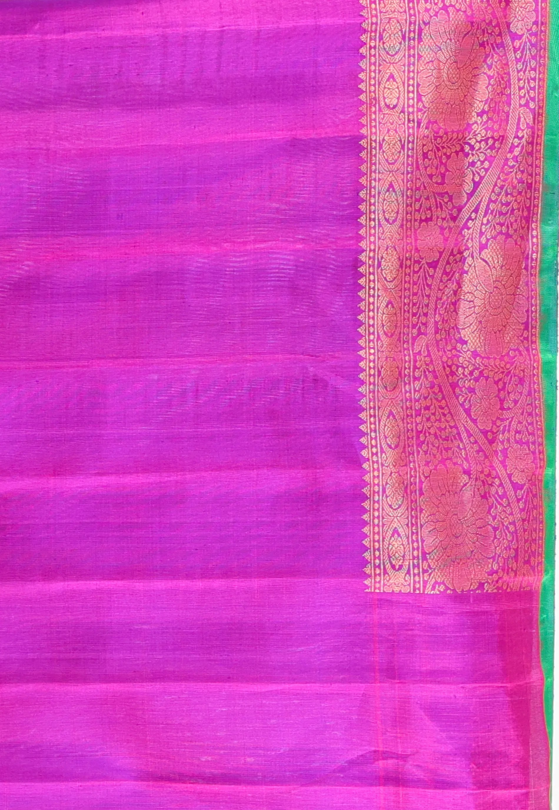 Blue with magenta Border Pure Gadwal Silk Saree With Blouse Piece - Adi Akshoy & Co.