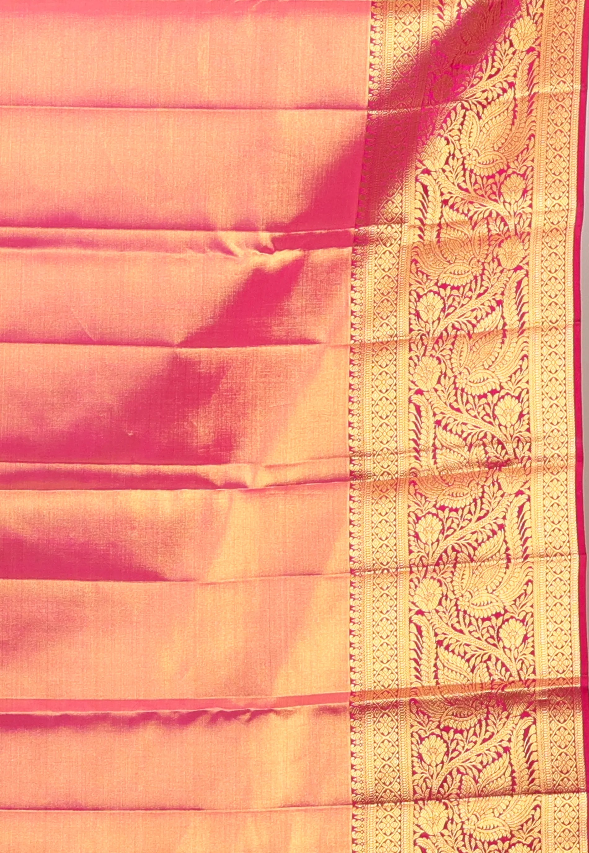 Rani Pink Brocade Pure Tissue Kanjivaram Silk Saree With Blouse Piece - Adi Akshoy & Co.