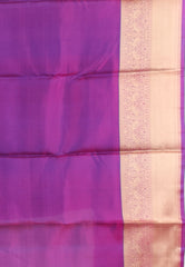 Cream with Purple Border Pure Kanjivaram Silk Saree With Blouse Piece - Adi Akshoy & Co.