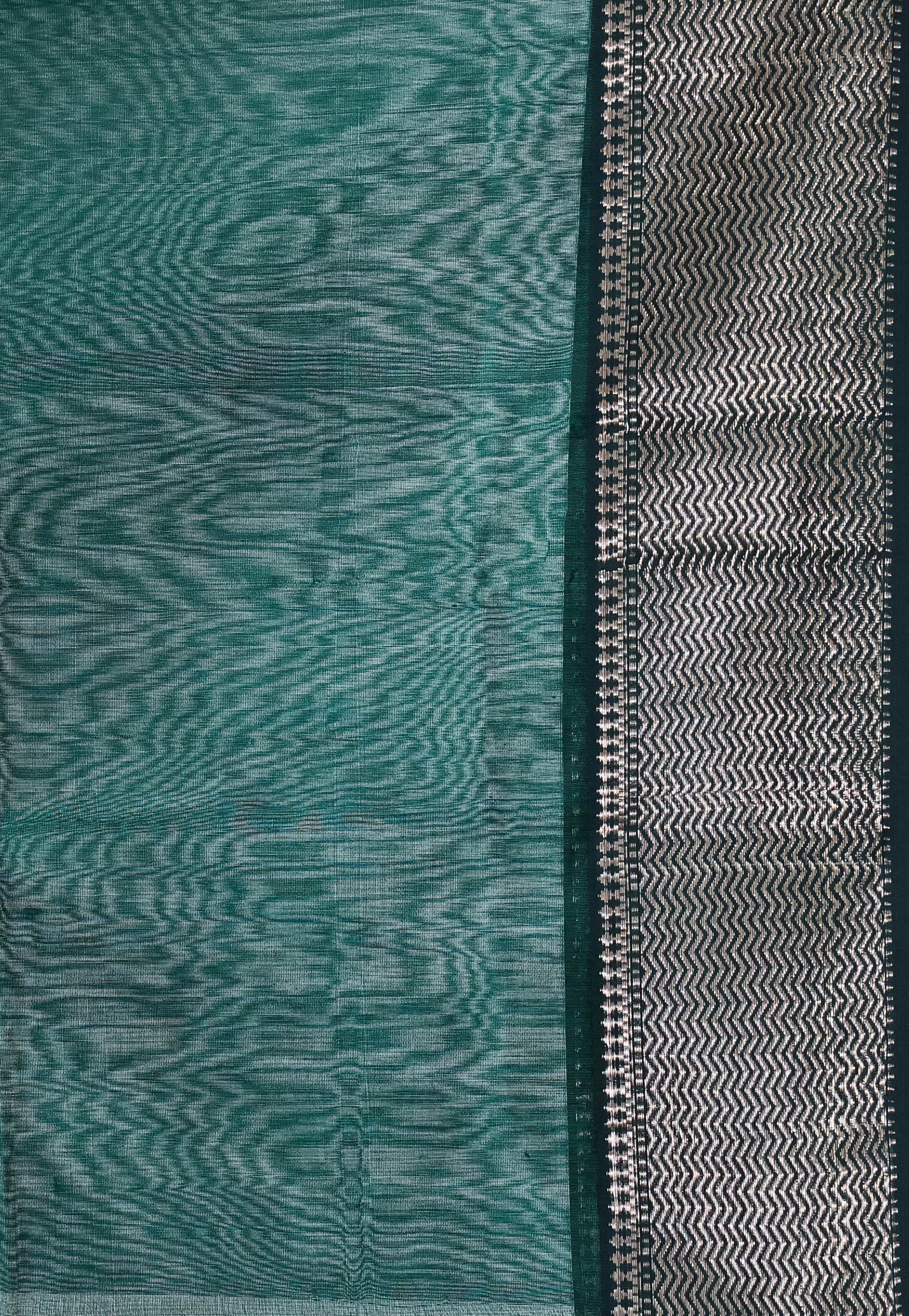 Bottle Green Sico Handloom Saree With Blouse Piece - Adi Akshoy & Co.