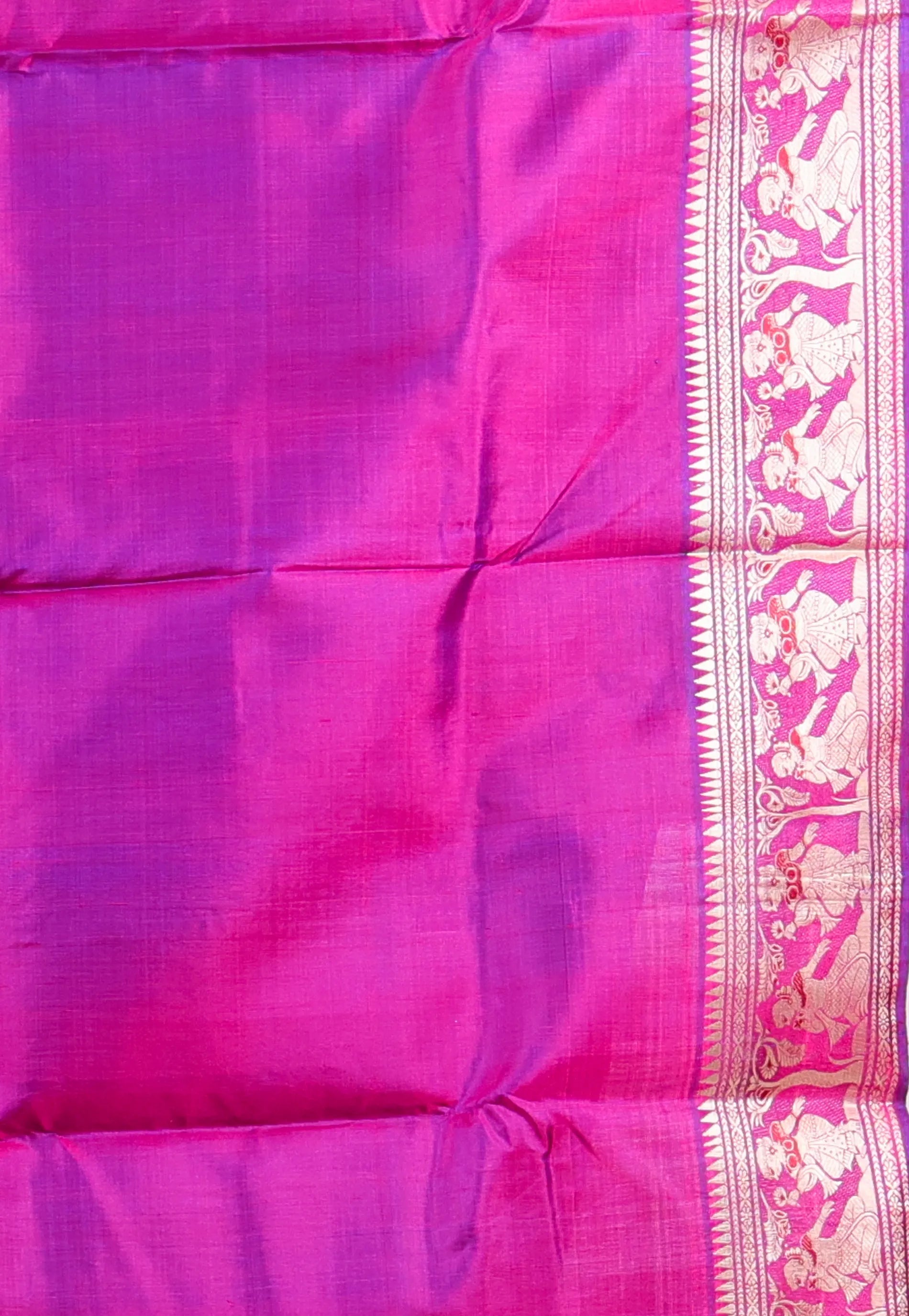 Magenta Baluchari Pure Silk Saree with Blouse Piece - Adi Akshoy & Co.