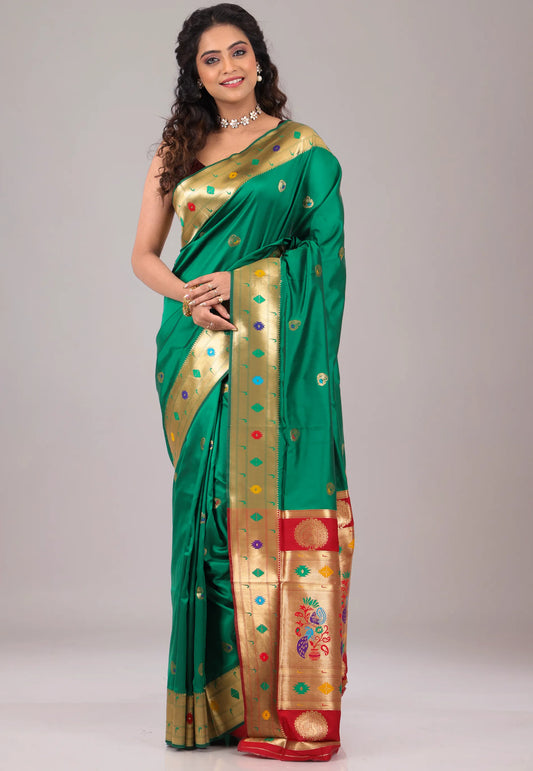 Bottle Katan Silk Saree With Blouse Piece - Adi Akshoy & Co.