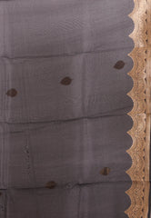 Red & Black Pure Kora Silk Saree With Blouse Piece - Adi Akshoy & Co.