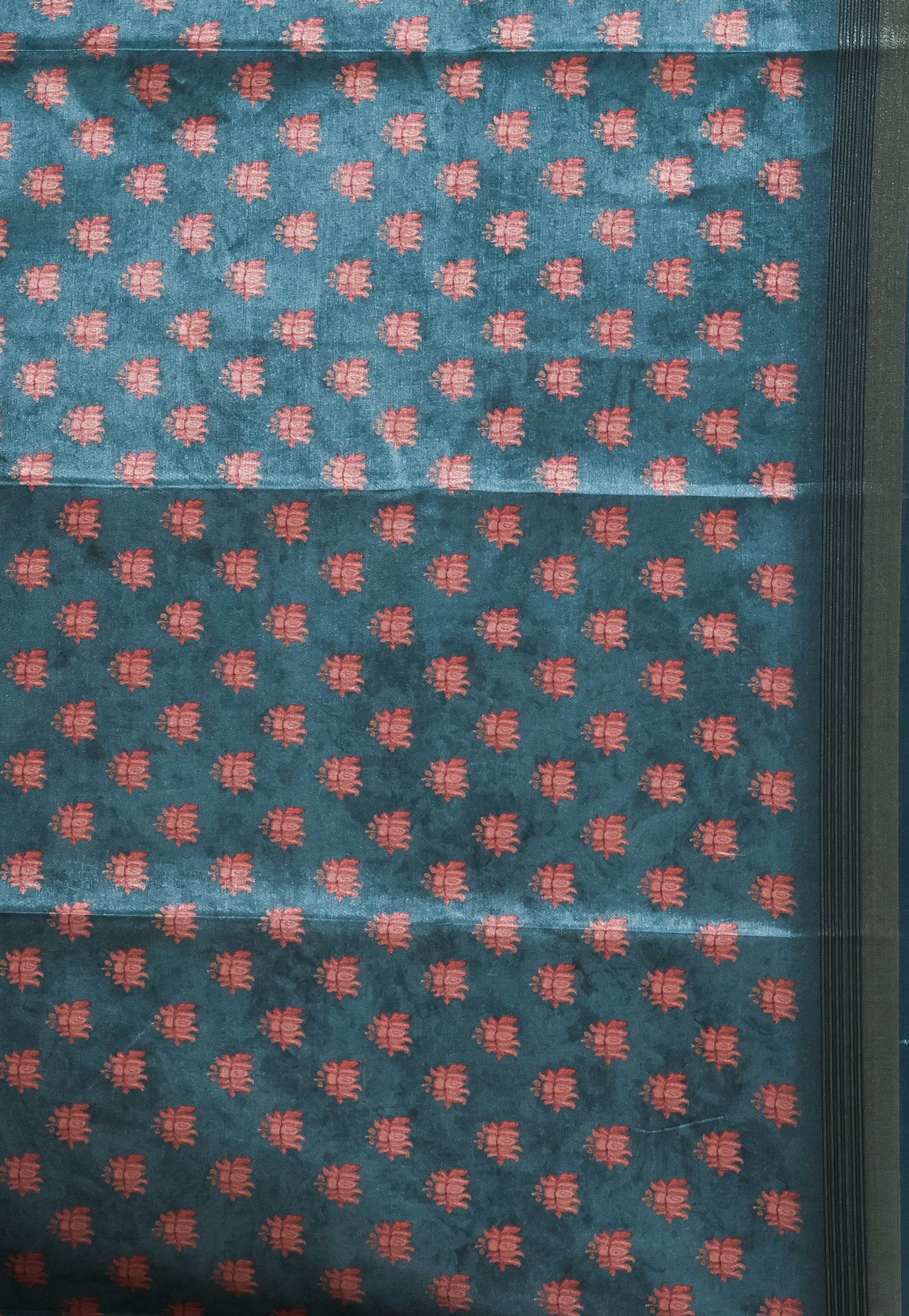 Sage Green Tussar Silk Saree with Blouse Piece - Adi Akshoy & Co.