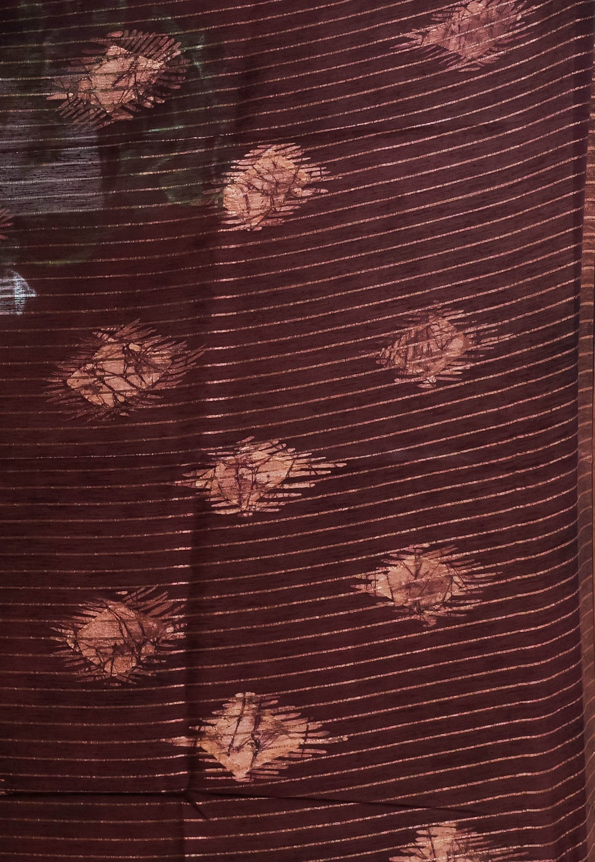 Rust Tussar Pure Silk Saree with Blouse Piece - Adi Akshoy & Co.