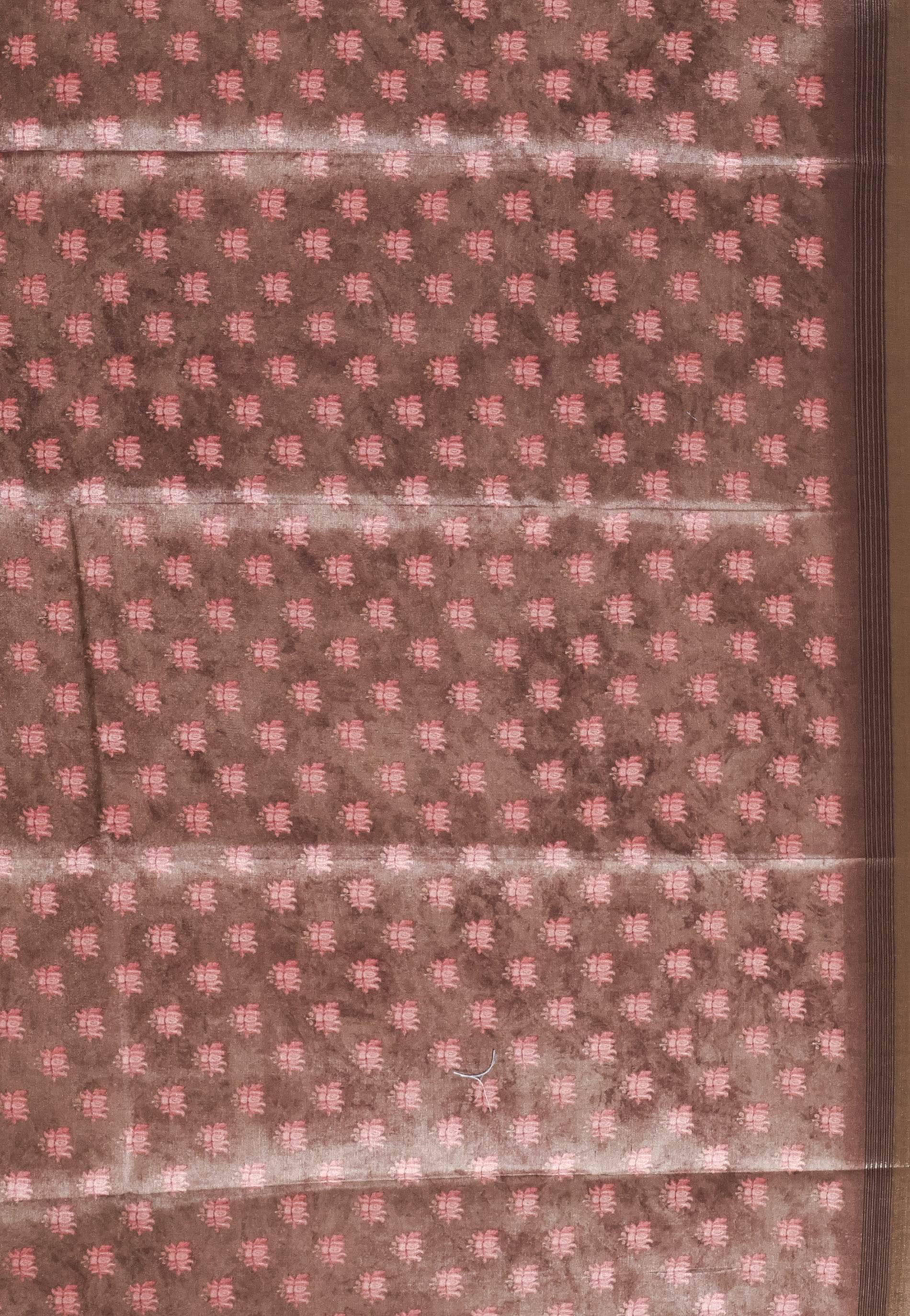 Brown Tussar Silk Saree with Blouse Piece - Adi Akshoy & Co.