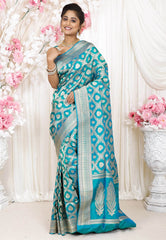 Rama Green Kadwa Pure Silk Banarasi Saree with Blouse Piece - Adi Akshoy & Co.