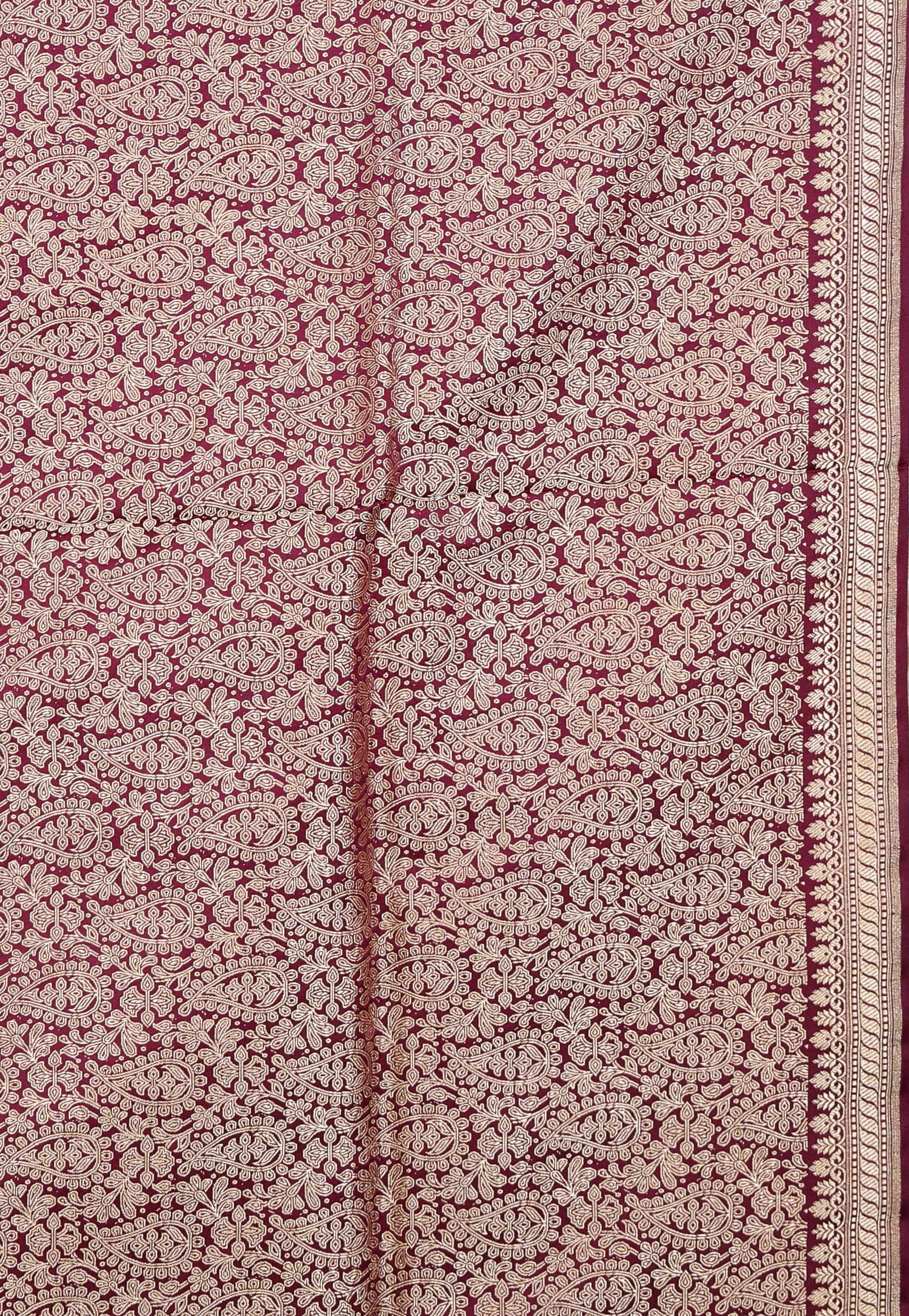Garnet Kadwa Pure Silk Banarasi Saree with Blouse Piece - Adi Akshoy & Co.
