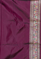 Magenta Minakari Kadwa Pure Silk Banarasi Saree with Blouse Piece - Adi Akshoy & Co.