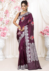Magenta Minakari Kadwa Pure Silk Banarasi Saree with Blouse Piece - Adi Akshoy & Co.