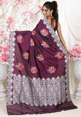Magenta Minakari Kadwa Pure Silk Banarasi Saree with Blouse Piece - Adi Akshoy & Co.