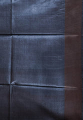 Charcoal Grey Base Tussar Silk Saree with Blouse Piece - Adi Akshoy & Co.