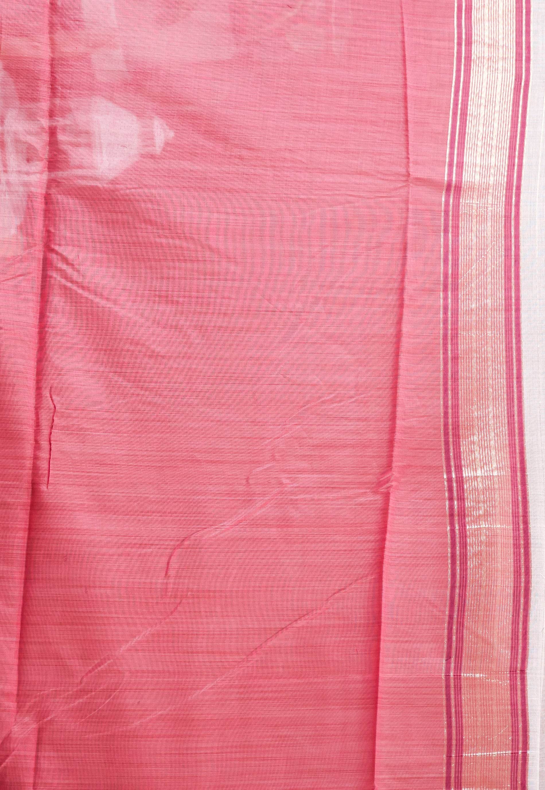 Peach Tussar Silk Saree with Blouse Piece - Adi Akshoy & Co.