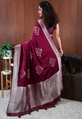 Purple Mashru Silk Saree with Blouse Piece - Adi Akshoy & Co.
