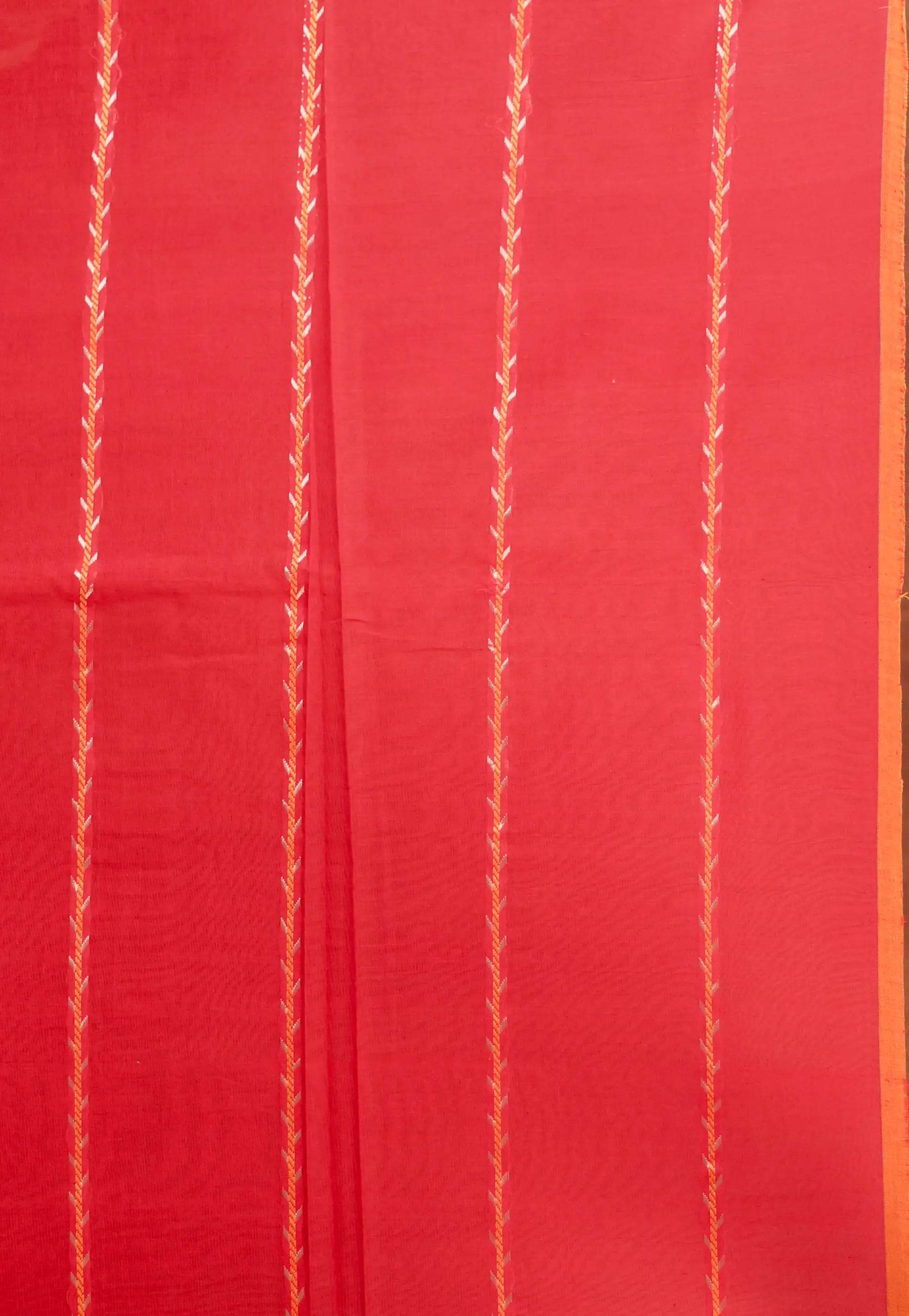 Red Handloom Saree With Blouse Piece - Adi Akshoy & Co.