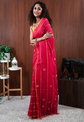 Rani Pink Handloom Saree With Blouse Piece - Adi Akshoy & Co.
