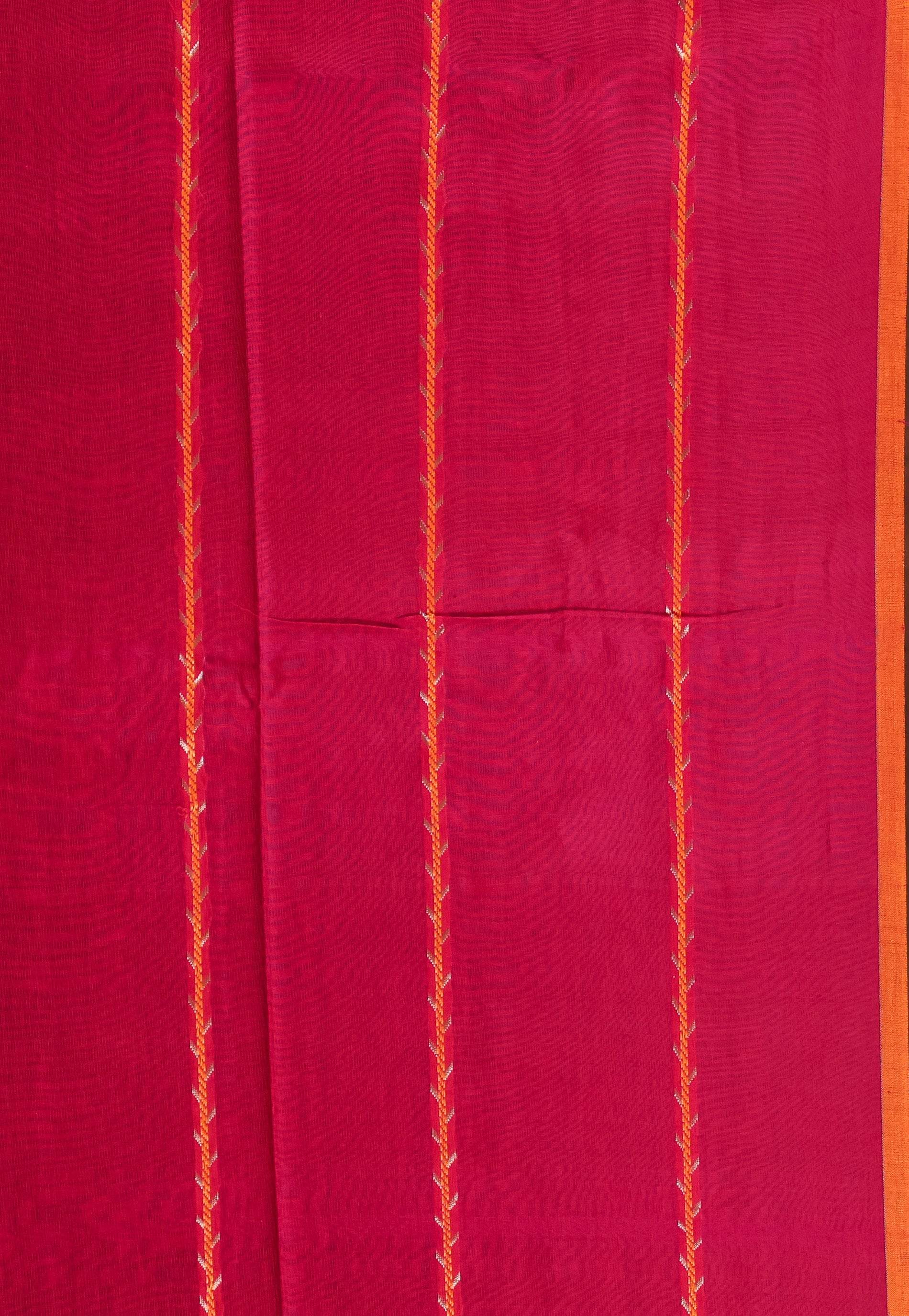 Rani Pink Handloom Saree With Blouse Piece - Adi Akshoy & Co.