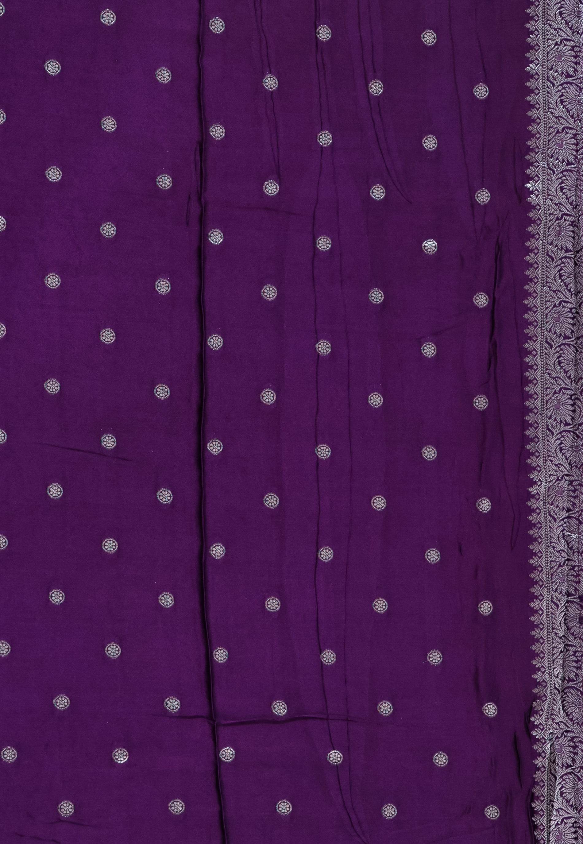 Purple Mashru Silk Saree with Blouse Piece - Adi Akshoy & Co.
