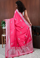 Rani Pink Mashru Silk Saree with Blouse Piece - Adi Akshoy & Co.