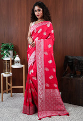 Rani Pink Mashru Silk Saree with Blouse Piece - Adi Akshoy & Co.