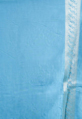 Light Blue Mashru Silk Saree with Blouse Piece - Adi Akshoy & Co.