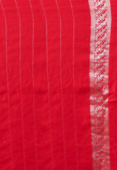 Red Mashru Silk Saree with Blouse Piece - Adi Akshoy & Co.