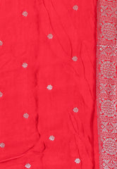 Red Mashru Silk Saree with Blouse Piece - Adi Akshoy & Co.