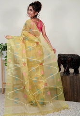 Yellow Kora Saree With Blouse Piece - Adi Akshoy & Co.