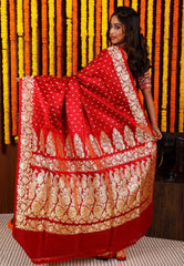 Maroon Wedding Banarasi Silk Saree with Blouse Piece - Adi Akshoy & Co.