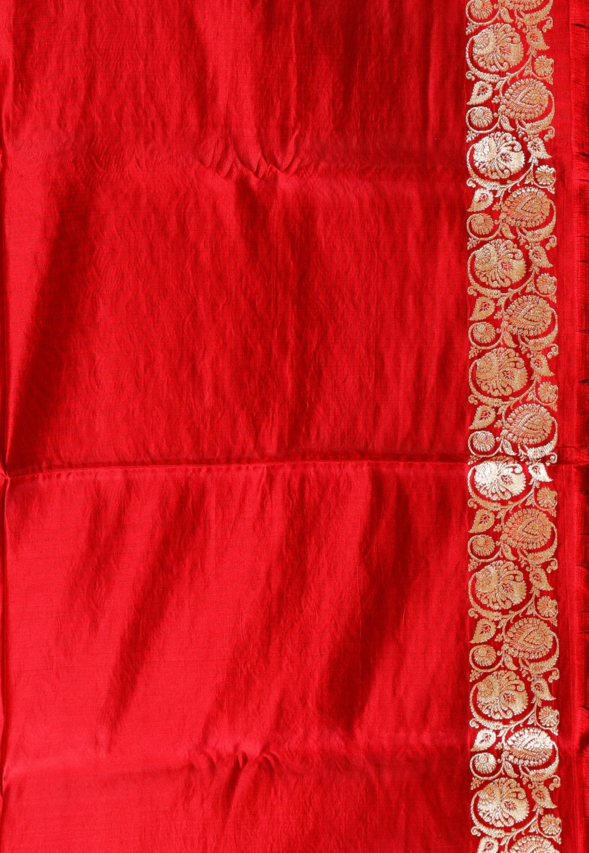 Maroon Wedding Banarasi Silk Saree with Blouse Piece - Adi Akshoy & Co.