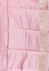 Pink Pastel Banarasi Silk Saree With Blouse Piece - Adi Akshoy & Co.